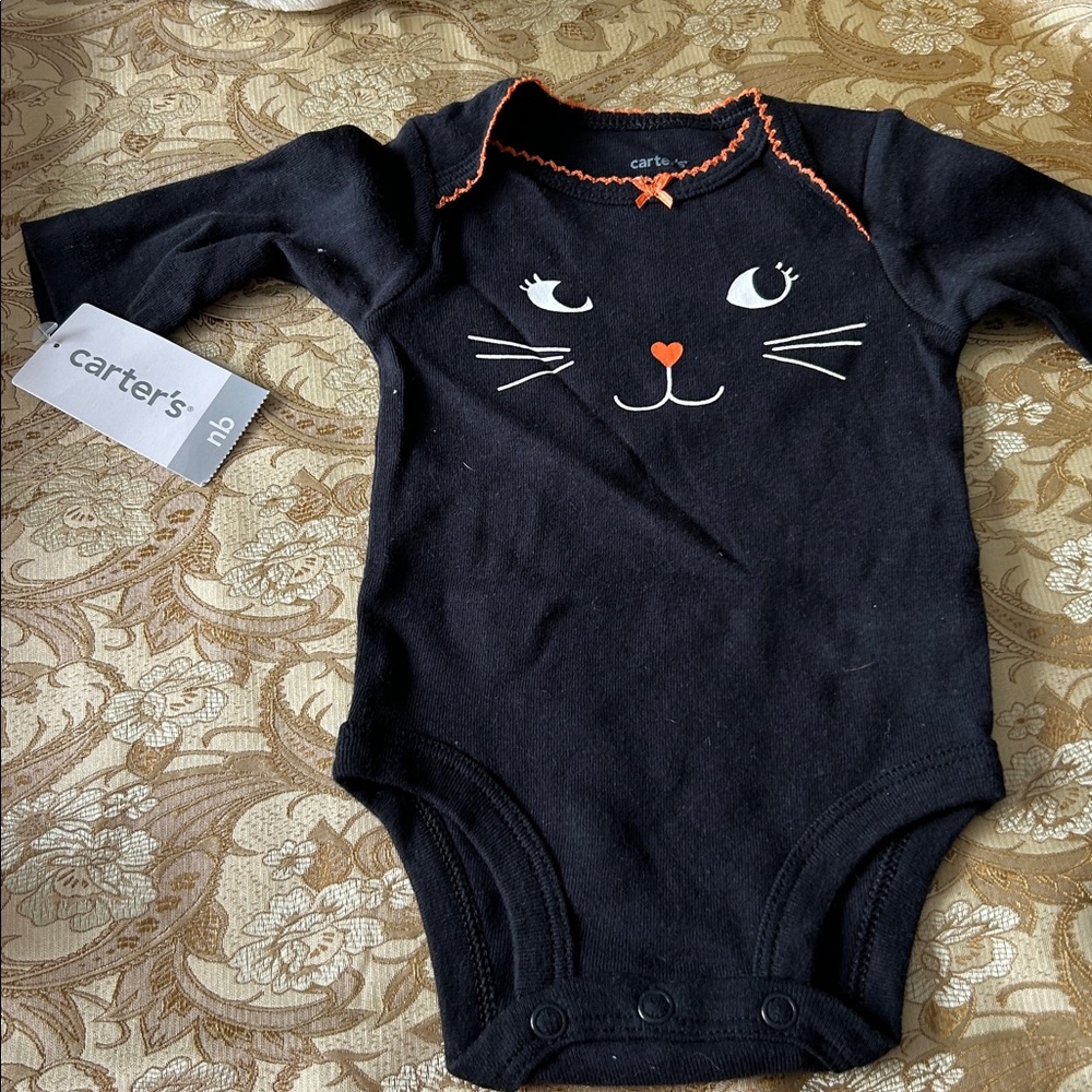 Carter's Black Baby Onesie with Cat Design